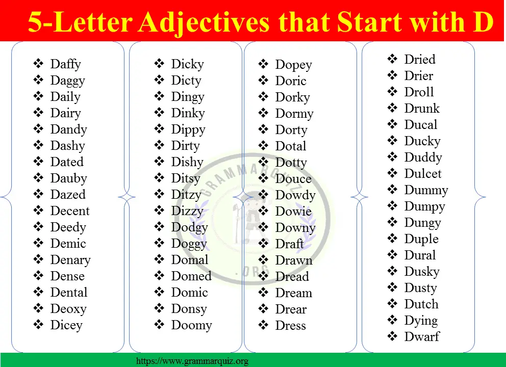 Adjectives that Start with D: 830+ Common Adjectives Words Starting ...
