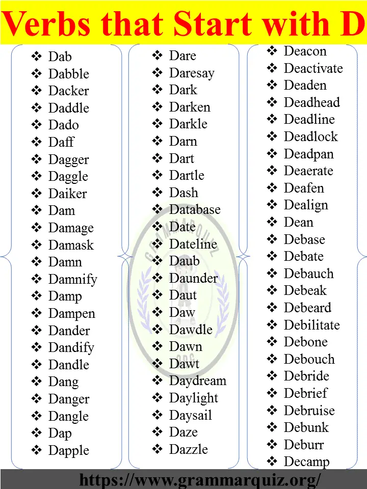Verbs that Start with D: 750+ D Verbs List In English