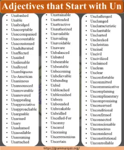 Adjectives that Start with U: 620 U Adjectives List