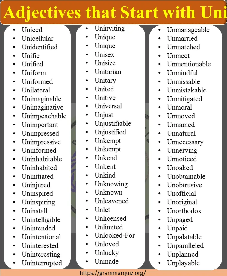 Adjectives that Start with U: 620 U Adjectives List