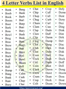 1100+ 4 Letter Verbs List in English A to Z